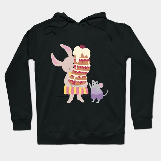 Happy Birthday , greeting card, with a rabbit holding a high cake that almost will fall Hoodie by marina63